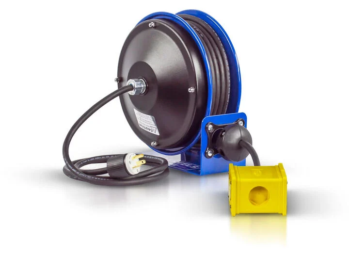 Coxreels Hose Reel 30' Compact Spring Driven Cord Quad Receptacle with 12GA Steel Base - Bulk Pallet Supply USA Coxreels Hose Reel 30' Compact Spring Driven Cord Quad Receptacle with 12GA Steel Base - Bulk Pallet Supply USA