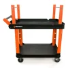 Crescent RAILWORKS 2 Shelf Industrial Utility Cart with 5 Inch Hard Casters and Electrician Wire Spool Corner Posts - Bulk Pallet Supply USA