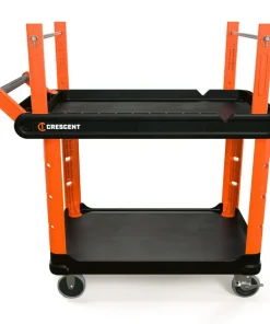 Crescent RAILWORKS 2 Shelf Industrial Utility Cart with 5 Inch Hard Casters and Electrician Wire Spool Corner Posts - Bulk Pallet Supply USA