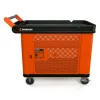 Crescent RAILWORKS 2 Shelf Industrial Utility Cart with 5 Inch Hard Casters and Mesh Single Door Lockable Storage - Bulk Pallet Supply USA