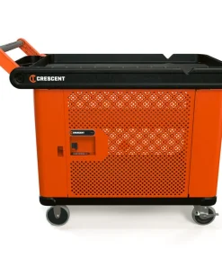 Crescent RAILWORKS 2 Shelf Industrial Utility Cart with 5 Inch Hard Casters and Mesh Single Door Lockable Storage - Bulk Pallet Supply USA