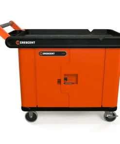 Crescent RAILWORKS 2 Shelf Industrial Utility Cart with 5 Inch Hard Casters and Double Door Lockable Security Panel - Bulk Pallet Supply USA