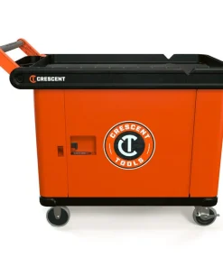 Crescent RAILWORKS 2 Shelf Industrial Utility Cart with 5 Inch Hard Casters and Single Door Lockable Security Panel - Bulk Pallet Supply USA