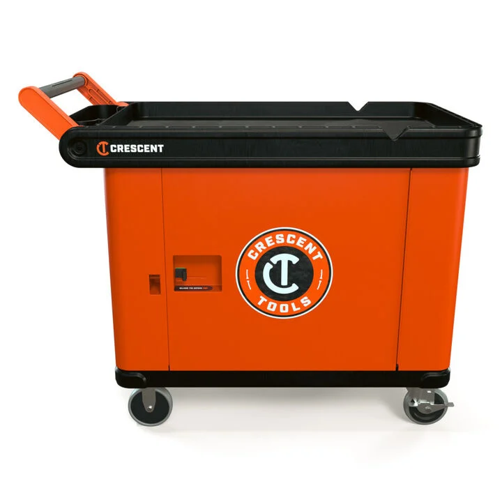 Crescent RAILWORKS 2 Shelf Industrial Utility Cart with 5 Inch Hard Casters and Single Door Lockable Security Panel - Bulk Pallet Supply USA Crescent RAILWORKS 2 Shelf Industrial Utility Cart with 5 Inch Hard Casters and Single Door Lockable Security Panel - Bulk Pallet Supply USA