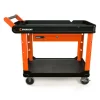 Crescent RAILWORKS 2 Shelf Industrial Utility Cart with 5 Inch Hard Casters and Tool Drawer - Bulk Pallet Supply USA