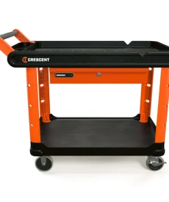 Crescent RAILWORKS 2 Shelf Industrial Utility Cart with 5 Inch Hard Casters and Tool Drawer - Bulk Pallet Supply USA
